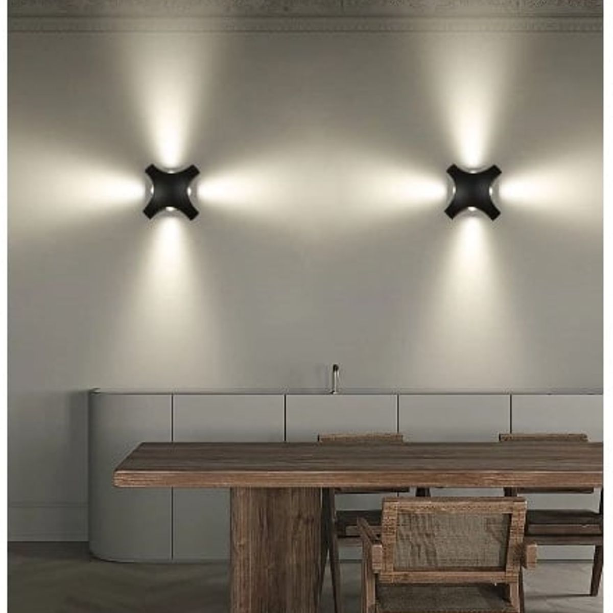 GENERICO - Pack 2 Lampara de pared Aplique LED Ciruelo 4 W Negro Luz Cálida