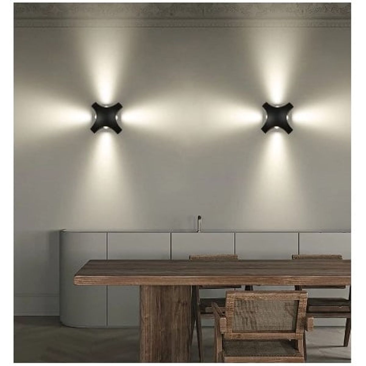 GENERICO - Pack 2 Lampara de pared Aplique LED Ciruelo 4 W Negro Luz Cálida