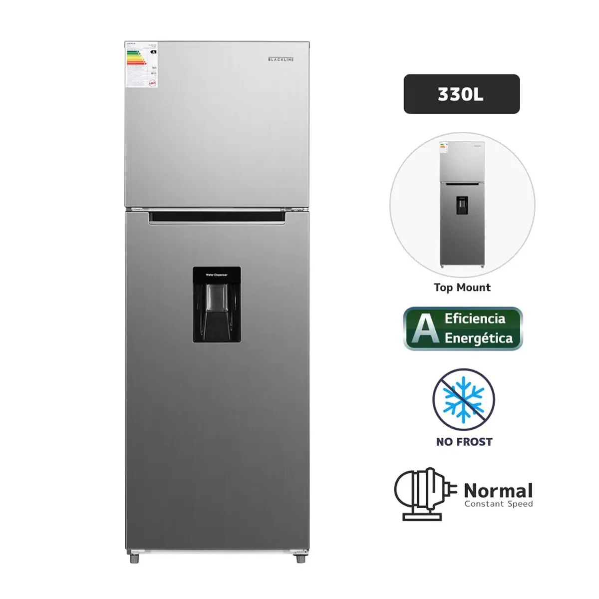 BLACKLINE - Refrigeradora BLACKLINE TM 330L No Frost Inox