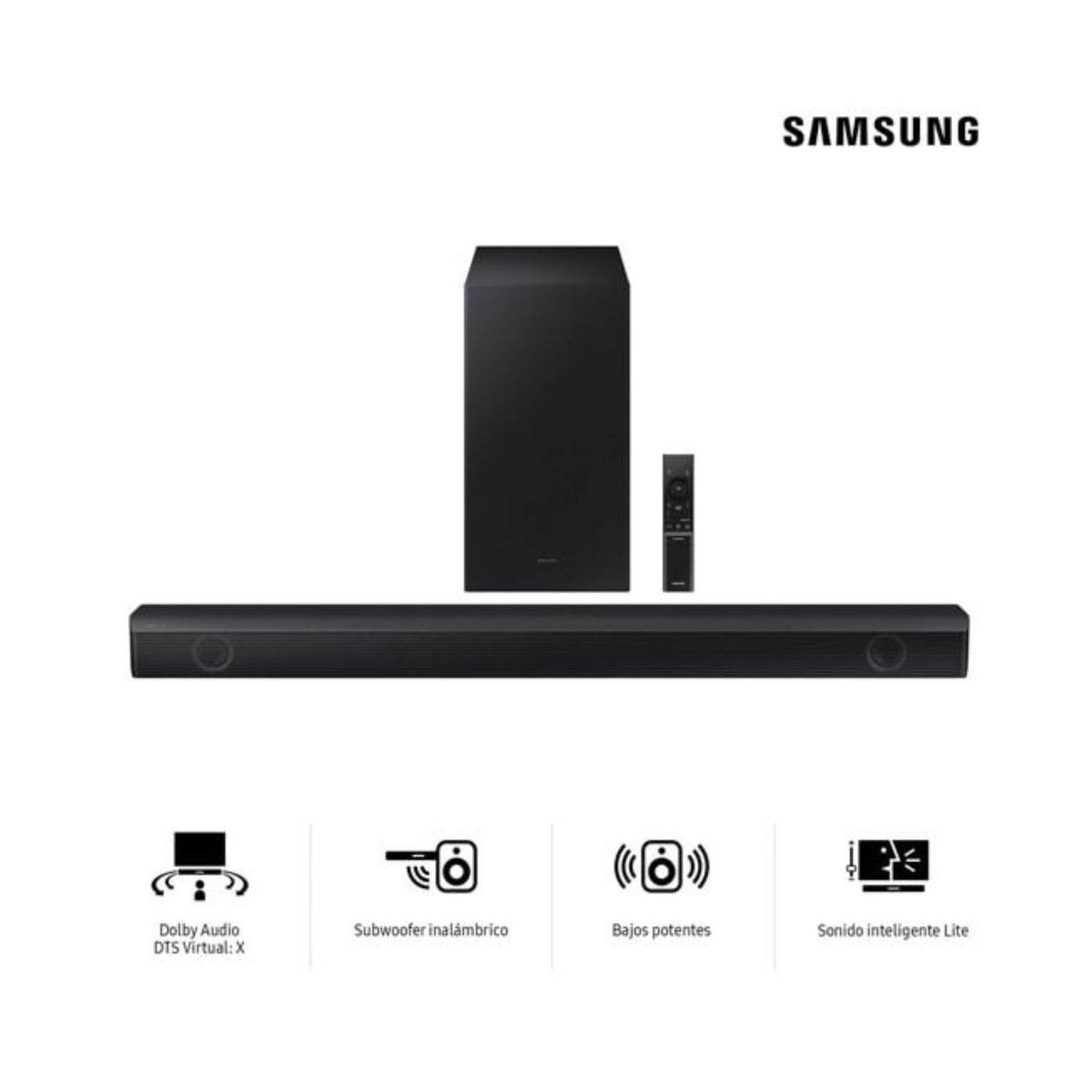 SAMSUNG - Soundbar Samsung 310 Watts con Bluetooth 2.1 CH HW-B450F (2025)