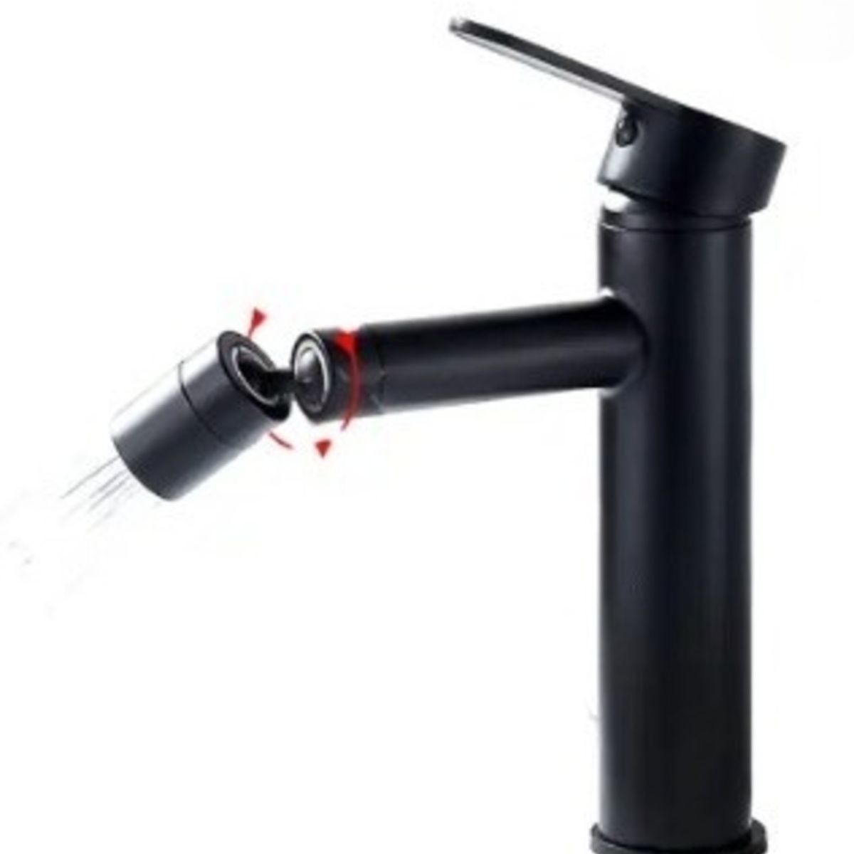 GENERICO - MEZCLADORA DE LAVATORIO CON BOQUILLA ROTATIVA NEGRO