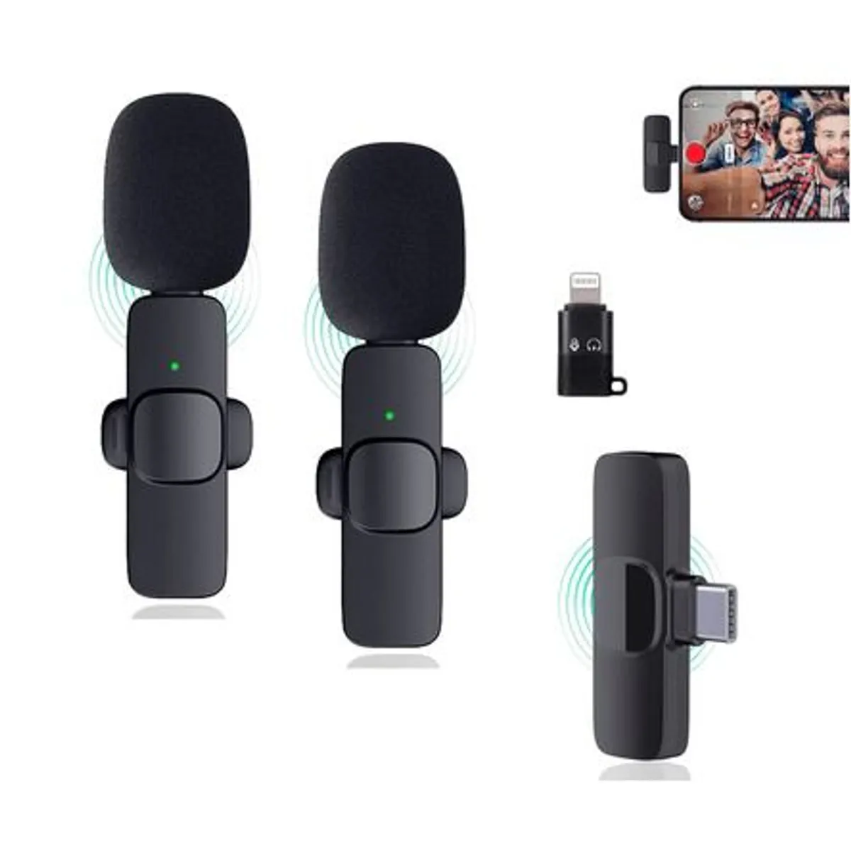 GENERICO - Micrófono Inalámbrico Solapero 2 en 1 Tipo C y Adaptador para iPhone