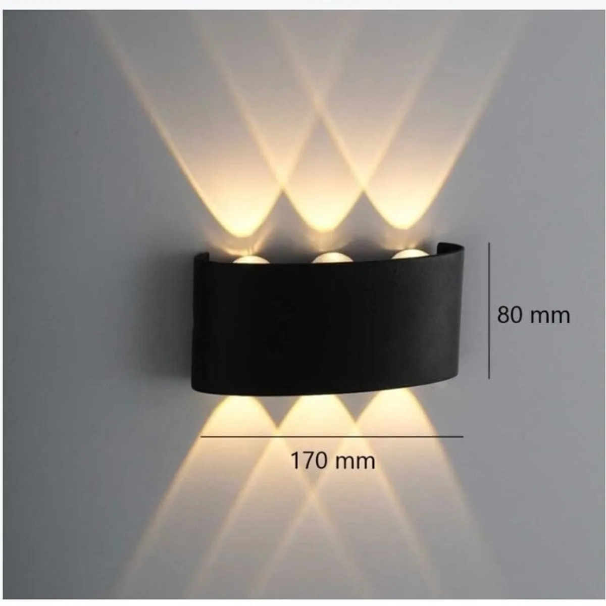 GENERICO - Pack 2 Lamparas de pared Aplique LED 6 W Negro Luz Cálida