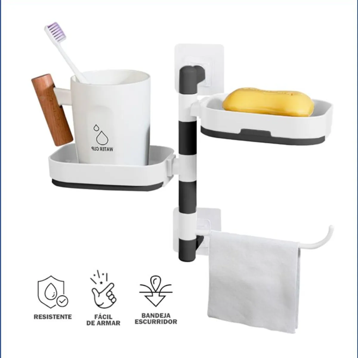 GENERICO - Jabonera 2 niveles mas colgador de toalla pequeña