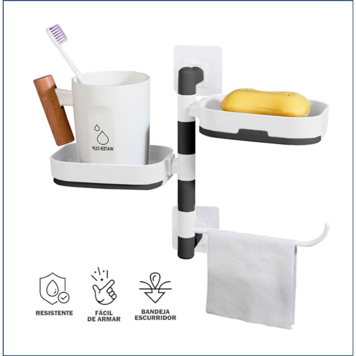 GENERICO - Jabonera 2 niveles mas colgador de toalla pequeña