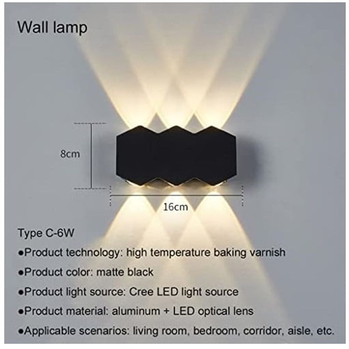 GENERICO - Pack 2 Lampara de pared aplique multicolor 6 w Luz Calida + RGB
