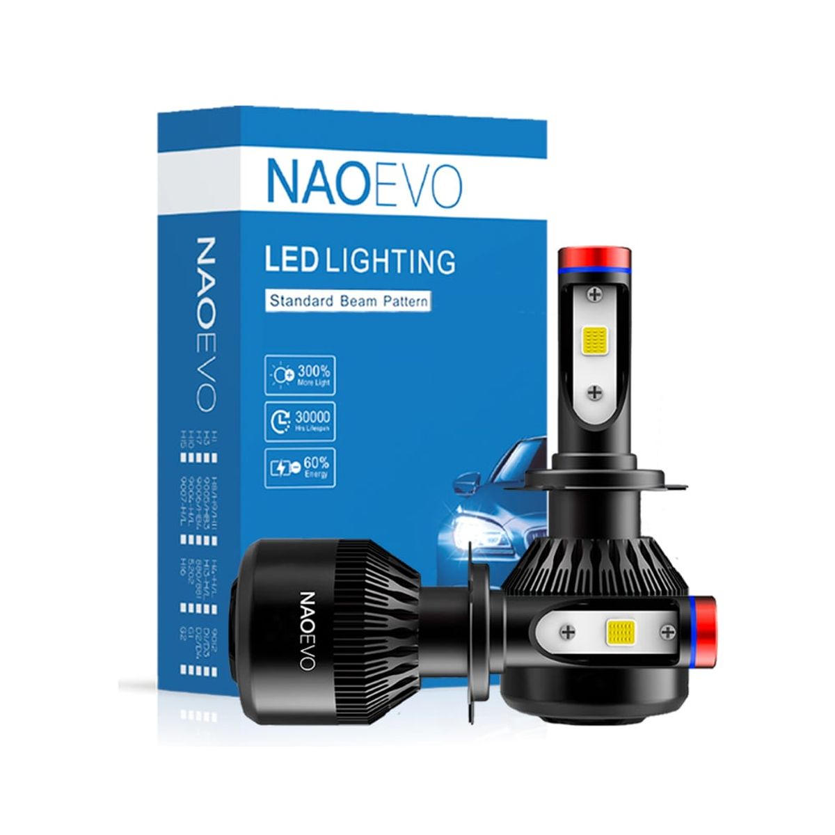 NAOEVO - Focos LED Serie K1 Base H1 8000LM NAOEVO