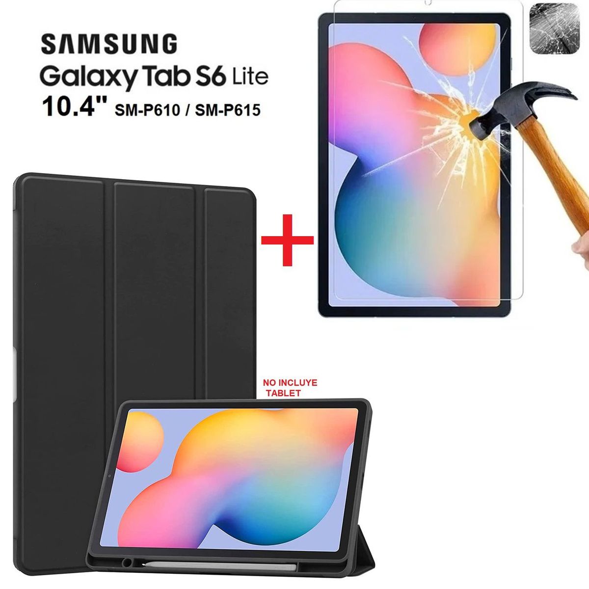 GENERICO - Funda Smart Case + Mica Vidrio para Samsung Tab S6 Lite 10.4 SM-P610