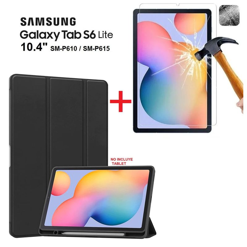 GENERICO - Funda Smart Case + Mica Vidrio para Samsung Tab S6 Lite 10.4 SM-P610