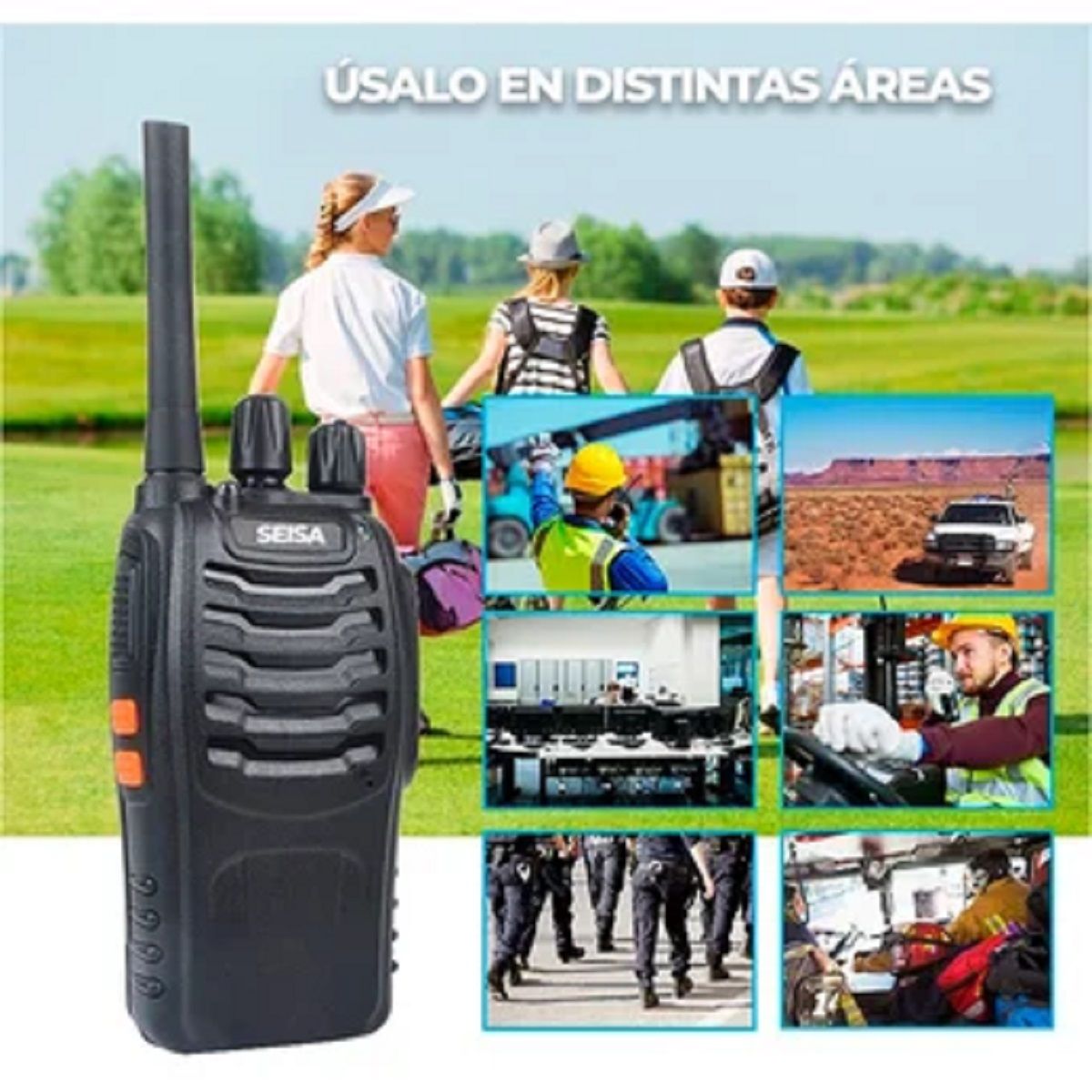 SEISA - Walkie Talkie Pack 2 Unid Portatil Transmisor Receptor Seisa