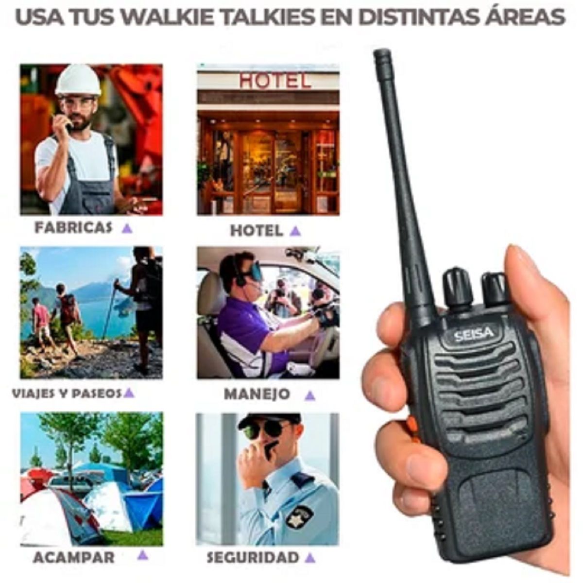 SEISA - Walkie Talkie Pack 2 Unid Portatil Transmisor Receptor Seisa