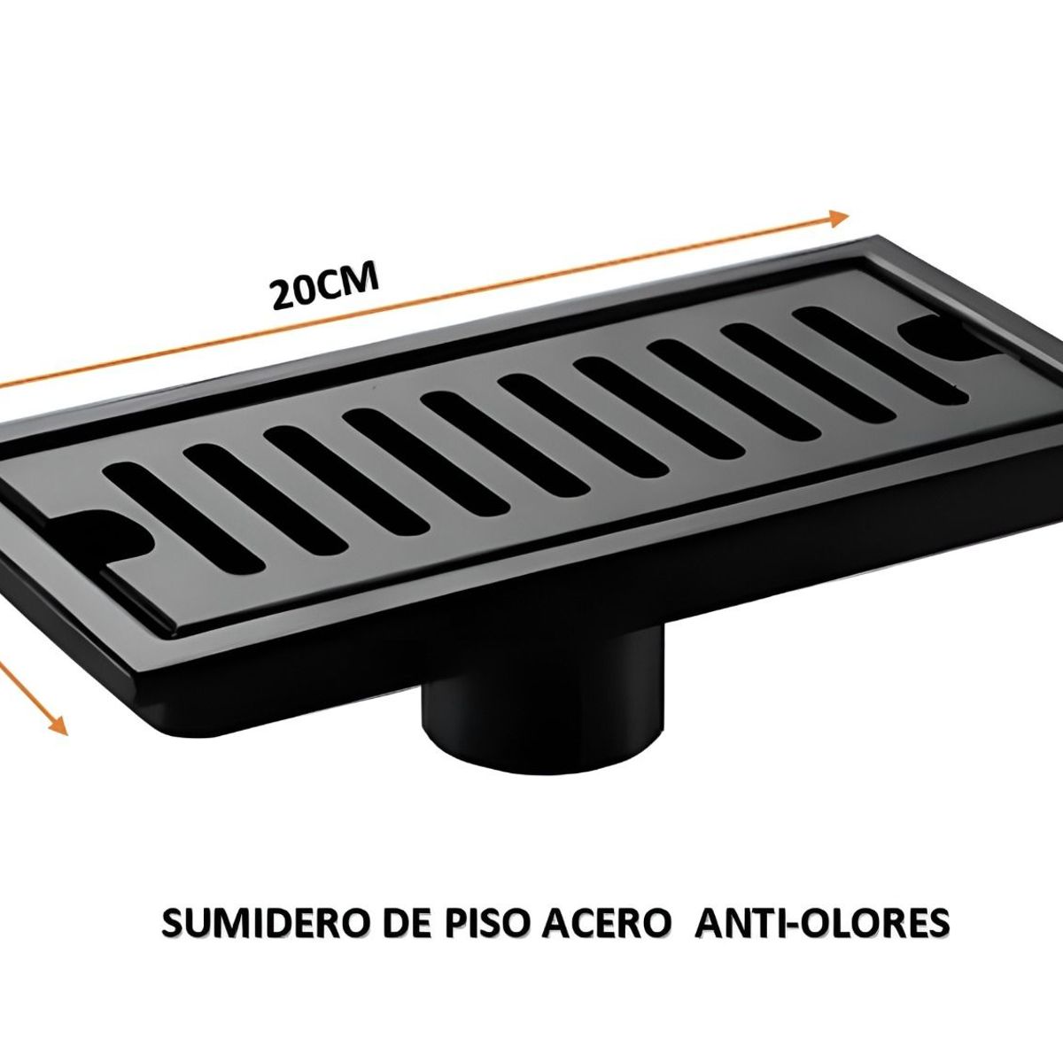 GREEN HOUSE - SUMIDERO DE ACERO SUS 304 RECTANGULAR 10x20 CM NEGRO