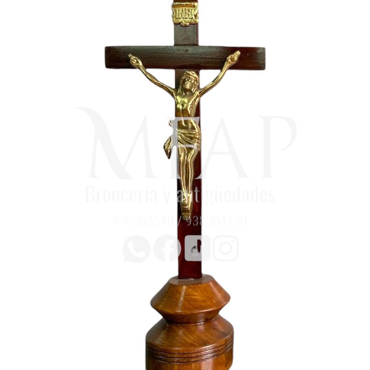 MFAP BRONCERIA Y ANTIGUEDADES - Crucifijo de madera y bronce 43 cm de alto