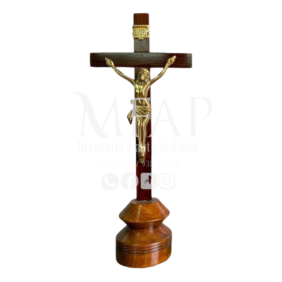 MFAP BRONCERIA Y ANTIGUEDADES - Crucifijo de madera y bronce 43 cm de alto