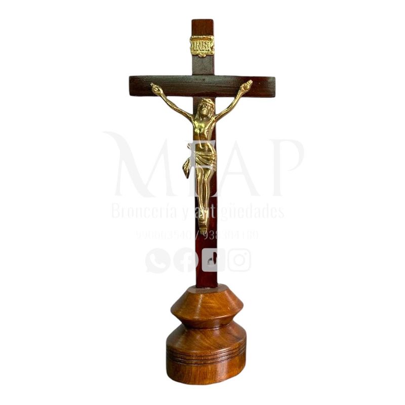 MFAP BRONCERIA Y ANTIGUEDADES - Crucifijo de madera y bronce 43 cm de alto