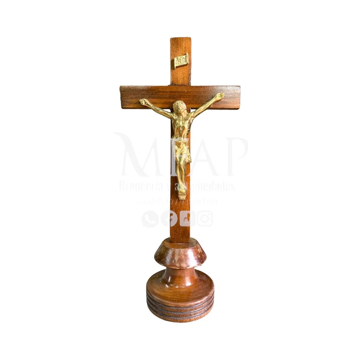 MFAP BRONCERIA Y ANTIGUEDADES - Crucifijo de madera y bronce 33 cm de alto