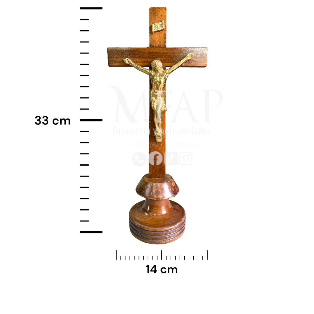 MFAP BRONCERIA Y ANTIGUEDADES - Crucifijo de madera y bronce 33 cm de alto