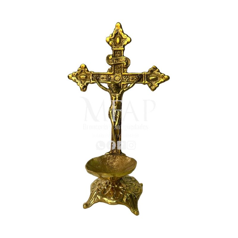 MFAP BRONCERIA Y ANTIGUEDADES - Crucifijo de bronce para agua bendita 20 cm de alto