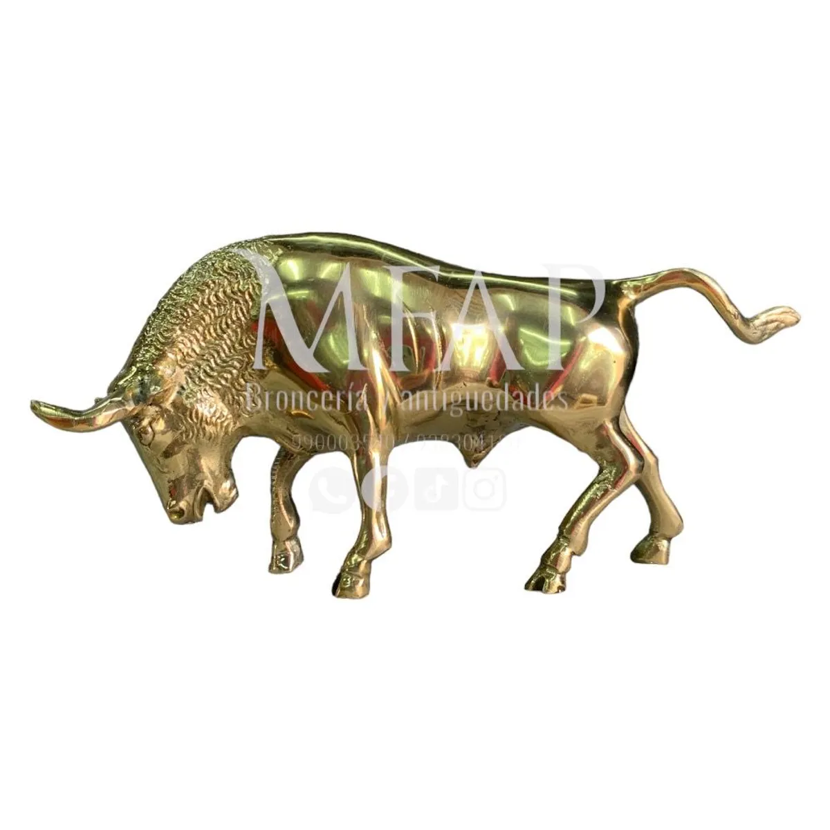 MFAP BRONCERIA Y ANTIGUEDADES - Toro embistiendo en bronce 12 cm de alto