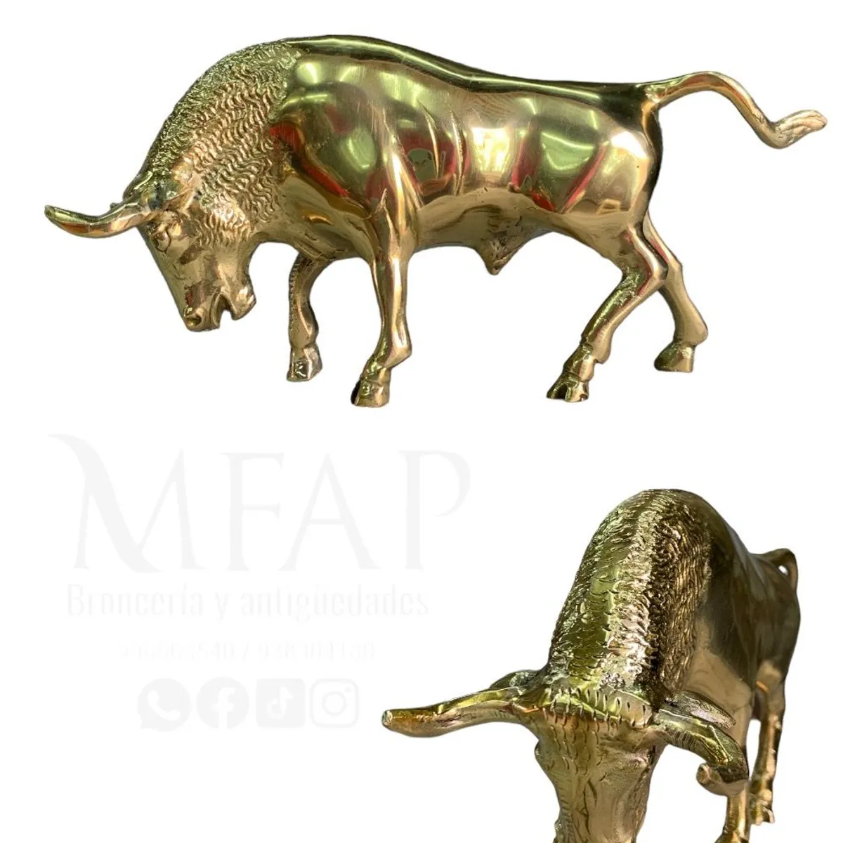 MFAP BRONCERIA Y ANTIGUEDADES - Toro embistiendo en bronce 12 cm de alto
