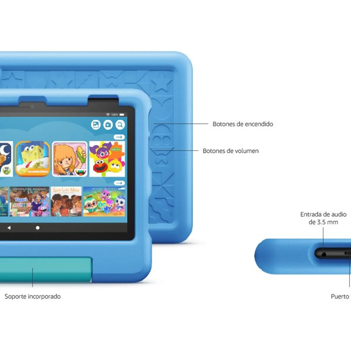 AMAZON - Tablet Amazon Fire HD 8 Kids 2022 - 12va Generación para niños de 3 a 7 años - 2022 - 32GB - Celeste