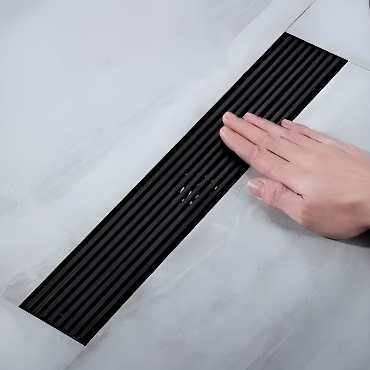 GREEN HOUSE - SUMIDERO DE ACERO SUS 304 RECTANGULAR 8 x 40 CM NEGRO