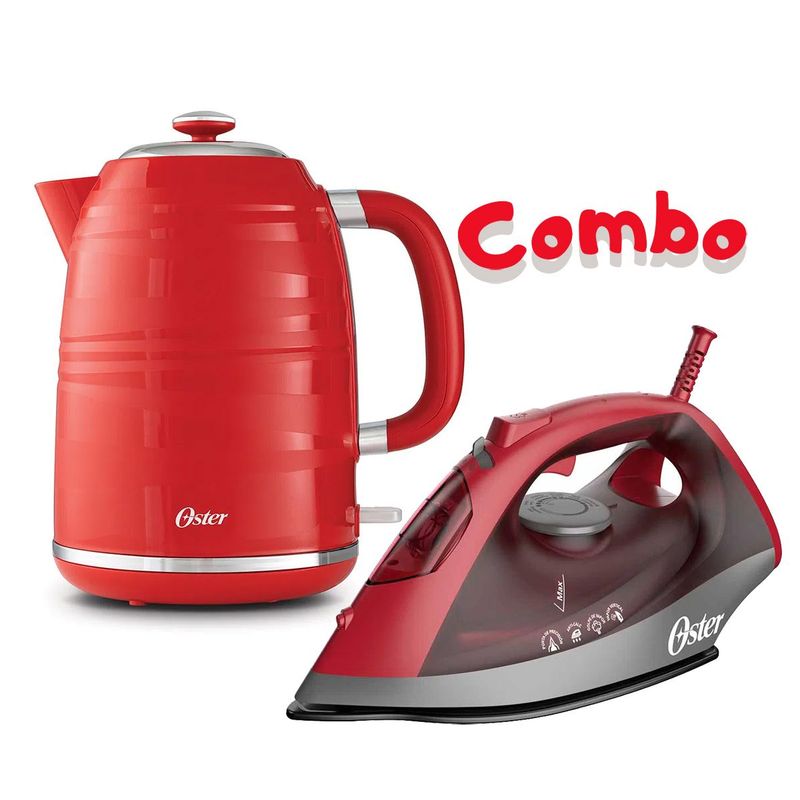 OSTER - Combo Plancha de vapor Oster mas  Hervidor Electrico Oster BVSTKT4177R