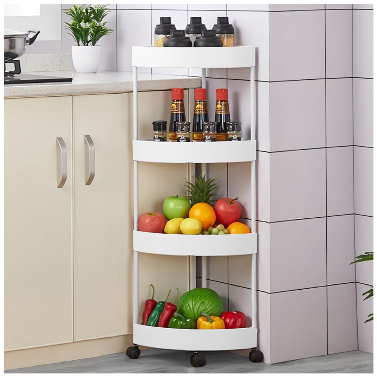 KELLER - Carrito Organizador Estante Esquinero con Ruedas para Cocina YG5 BL
