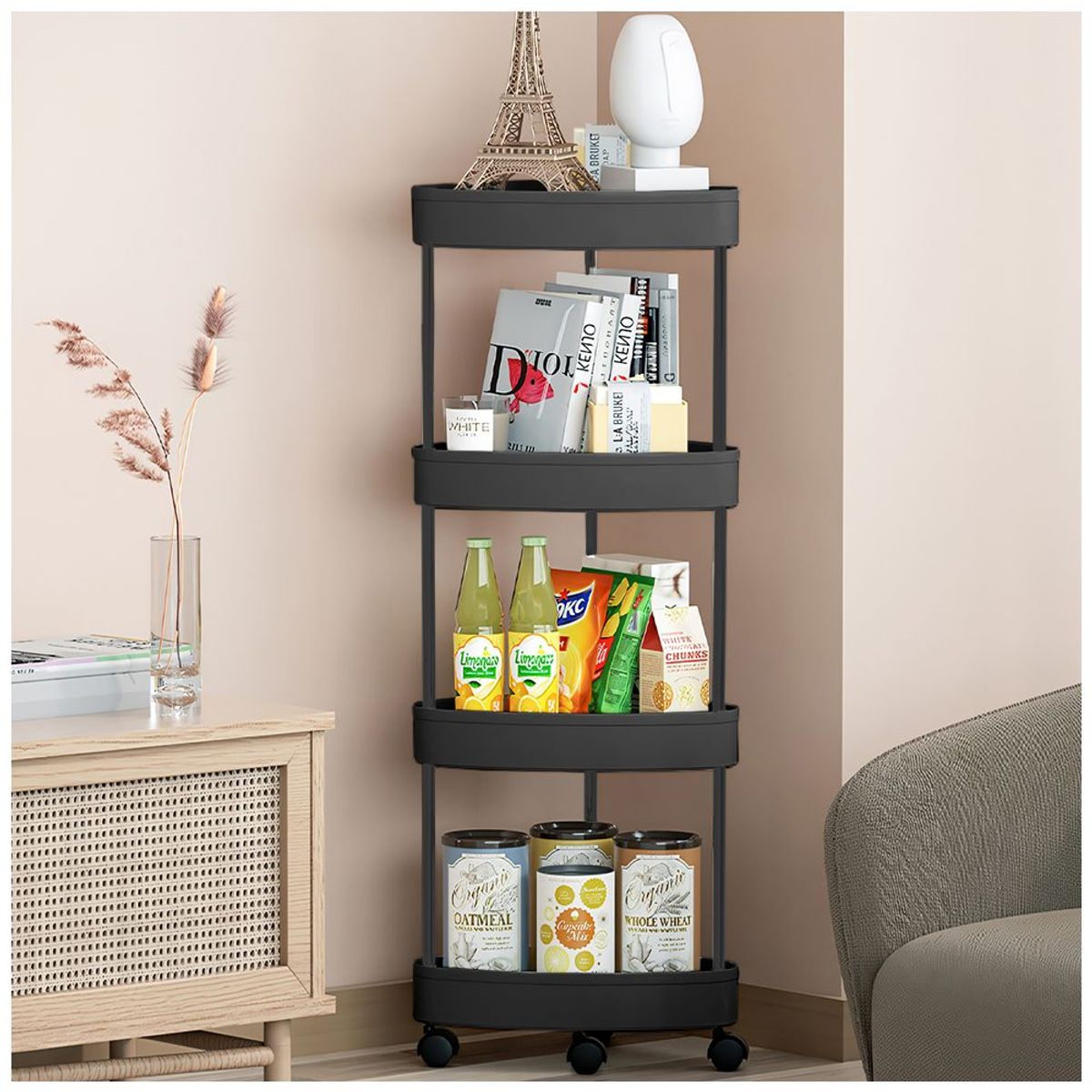 KELLER - Carrito Organizador Estante Esquinero con Ruedas Multiusos YG5 NG