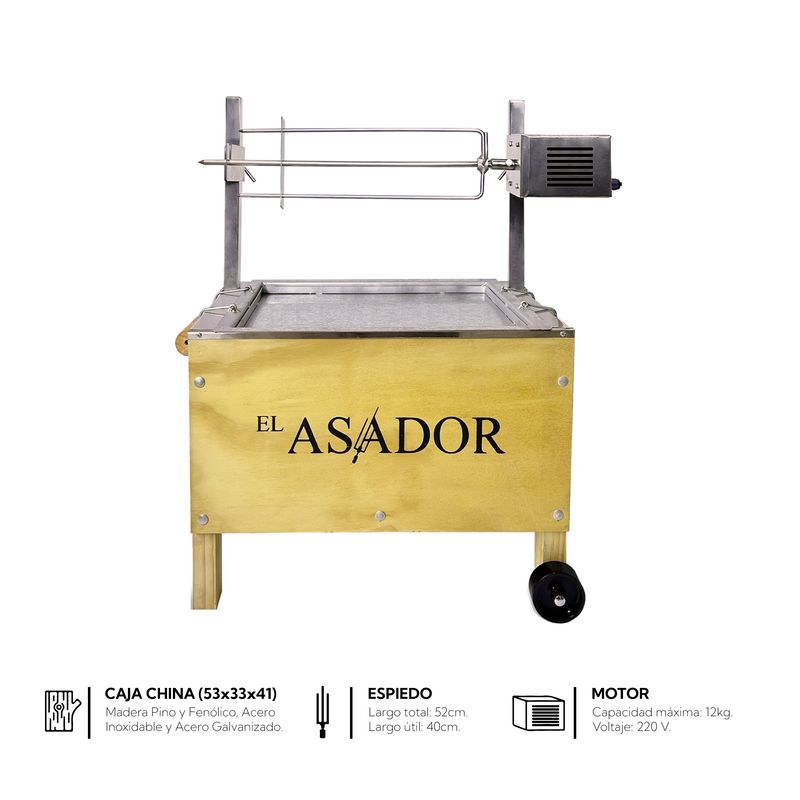 EL ASADOR - Caja china pequeña + soporte de asador eléctrico