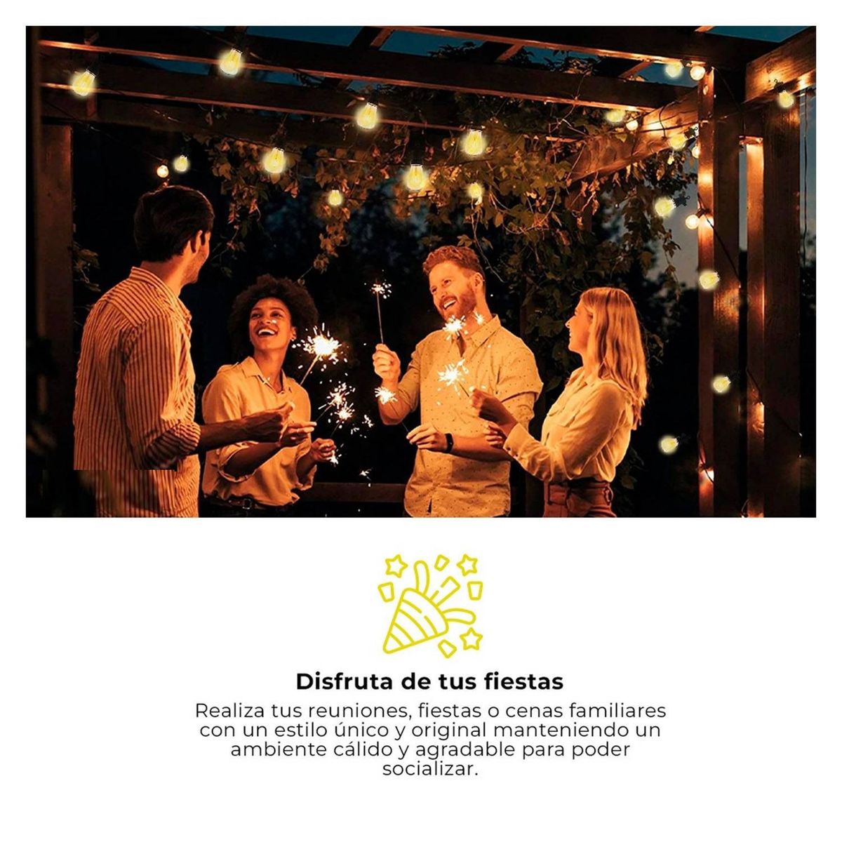 GENERICO - Guirnalda 10 Bombillas 20 metros LED Vintage Jardin Fiestas