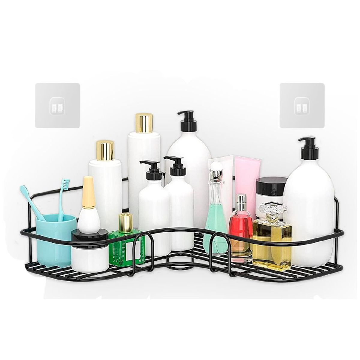 KELLER - Organizador Esquinero para Baño Cocina con Adhesivo Negro