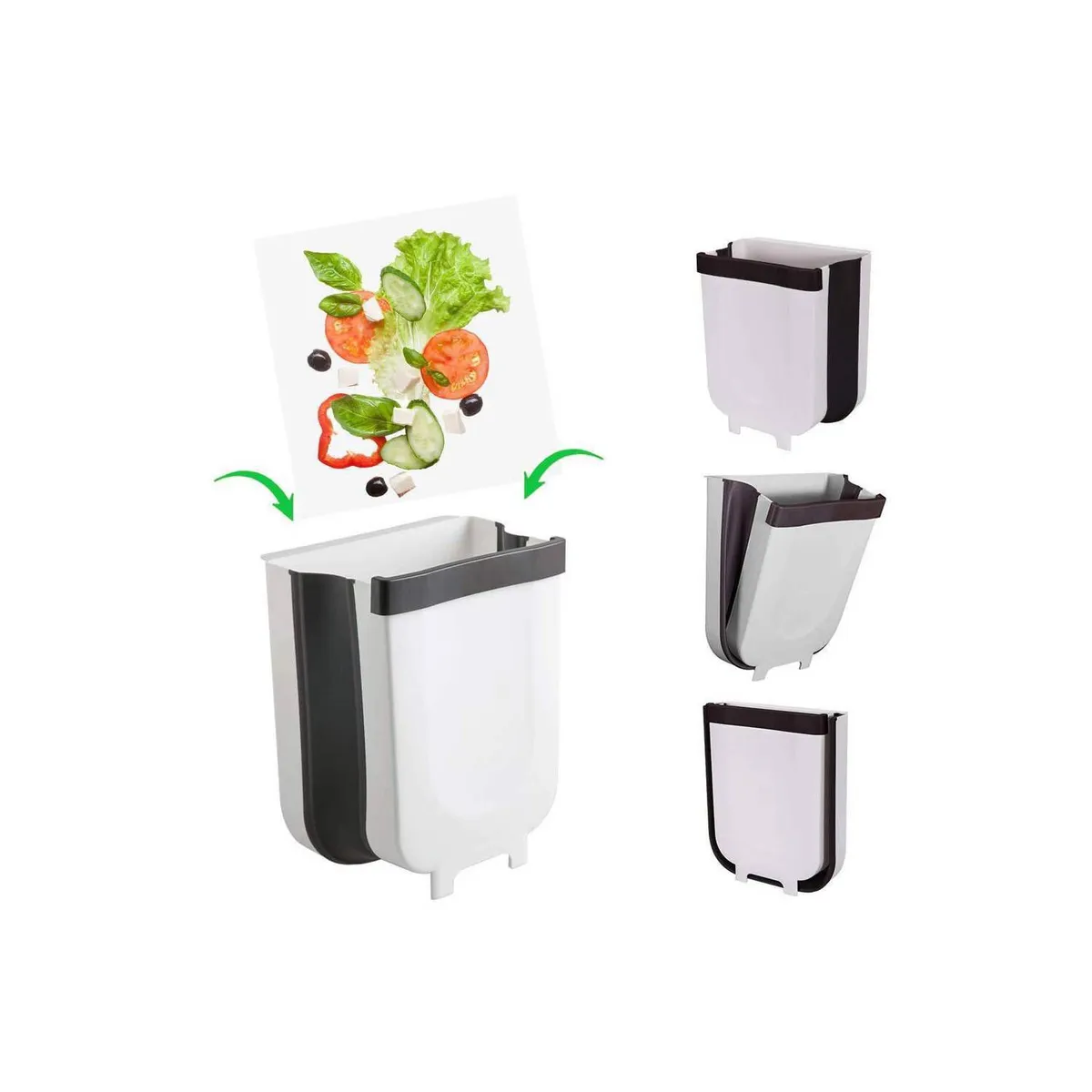 GENERICO - Tacho de Basura Plegable para Cocina Papelera Blanco