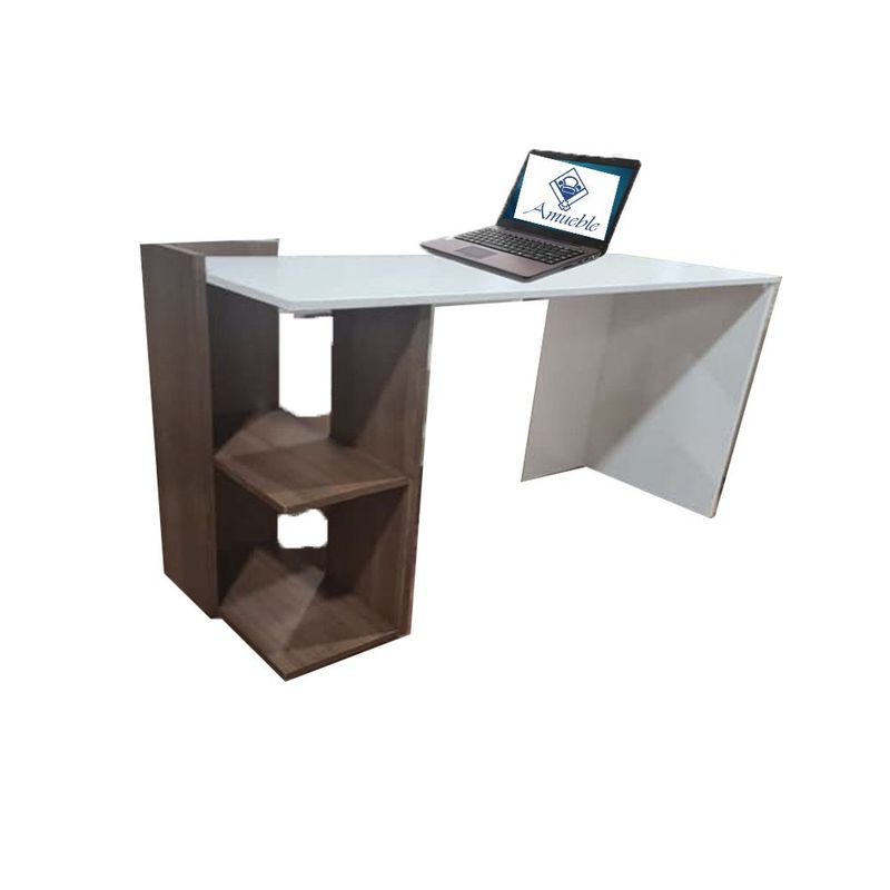 AMUEBLE - Escritorio de melamine  CATANIA  BLANCOCARAMELO Tiendas Amueble