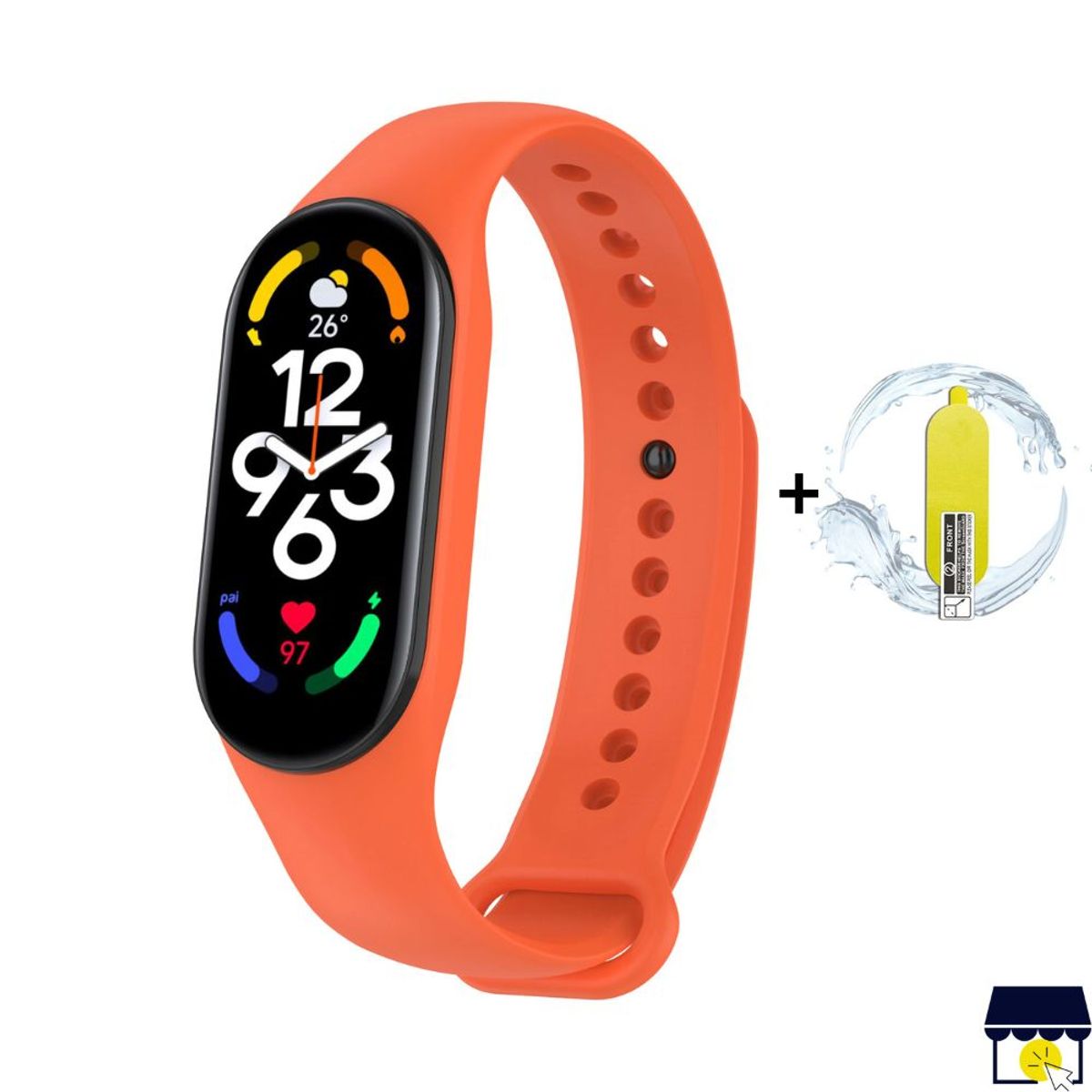 GENERICO - Correa de silicona para Xiaomi Mi Band 7 - NARANJA + MICA