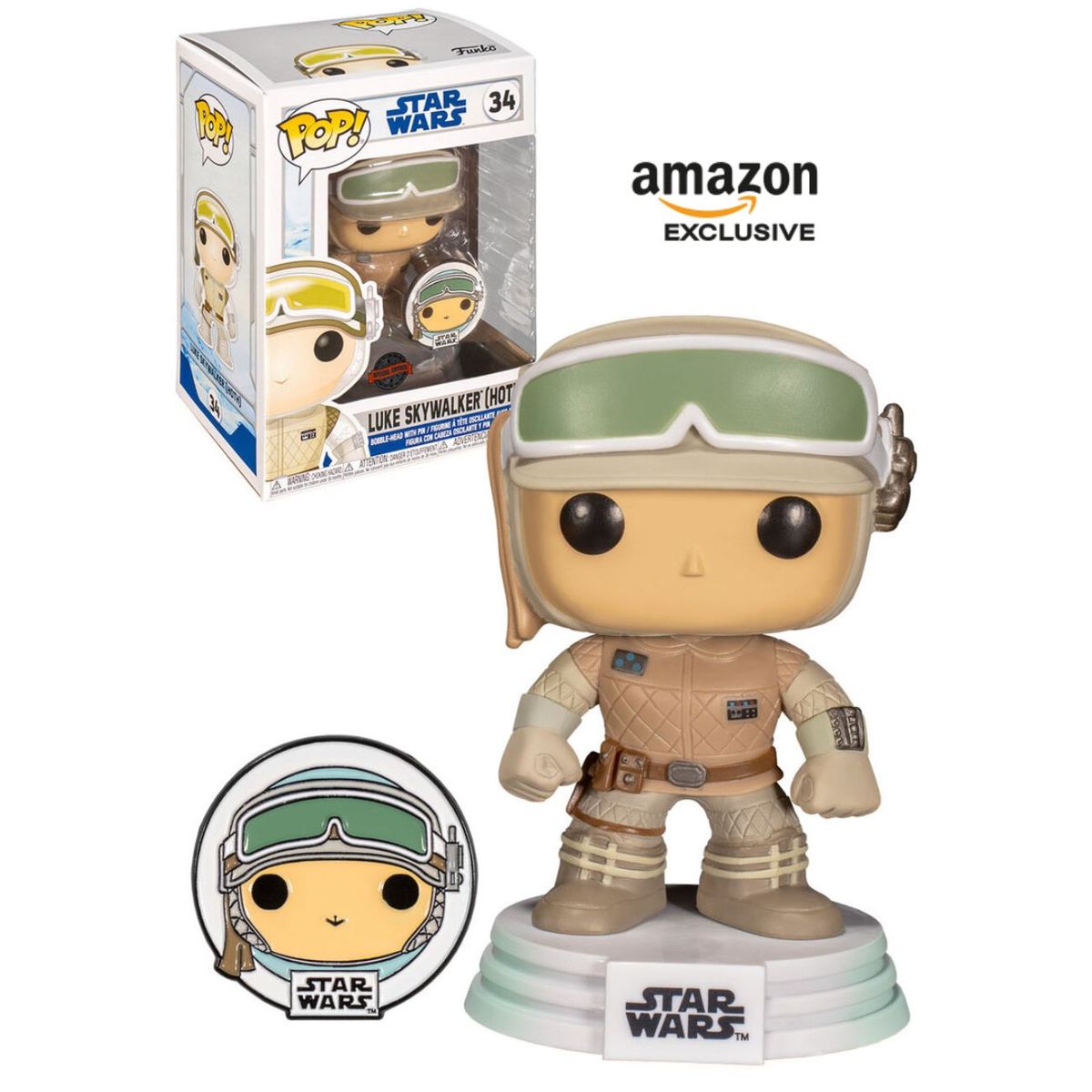 FUNKO - Funko Pop Luke Skywalker Hoth con Pin - Star Wars Amazon
