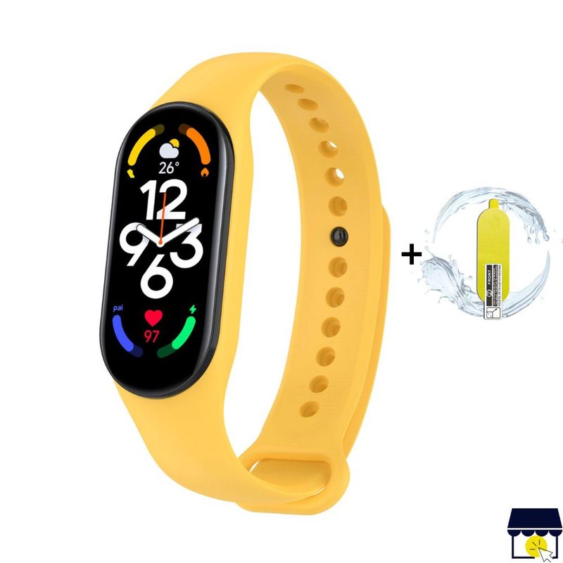 GENERICO - Correa de silicona para Xiaomi Mi Band 7 - AMARILLO + MICA