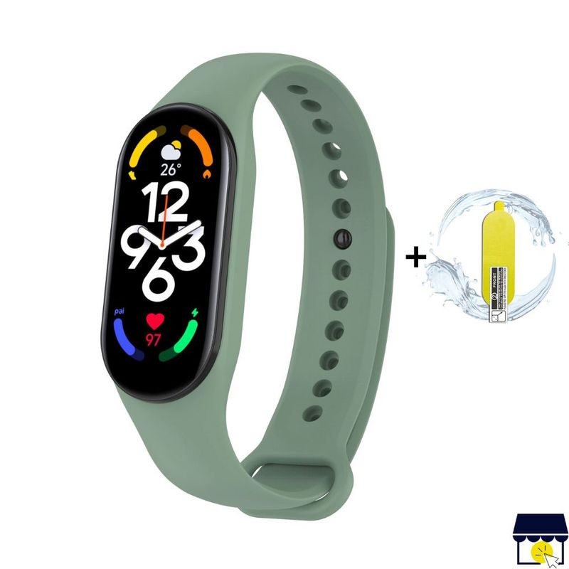 GENERICO - Correa de silicona para Xiaomi Mi Band 7 - VERDE OLIVA + MICA