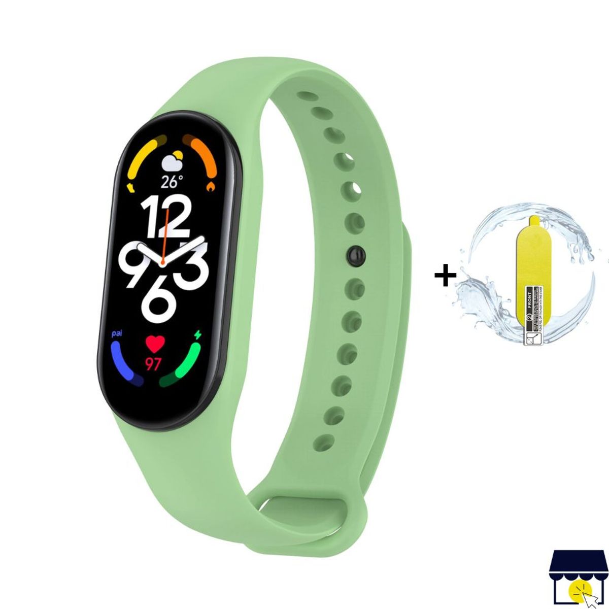 GENERICO - Correa de silicona para Xiaomi Mi Band 7 - VERDE MATCHA + MICA