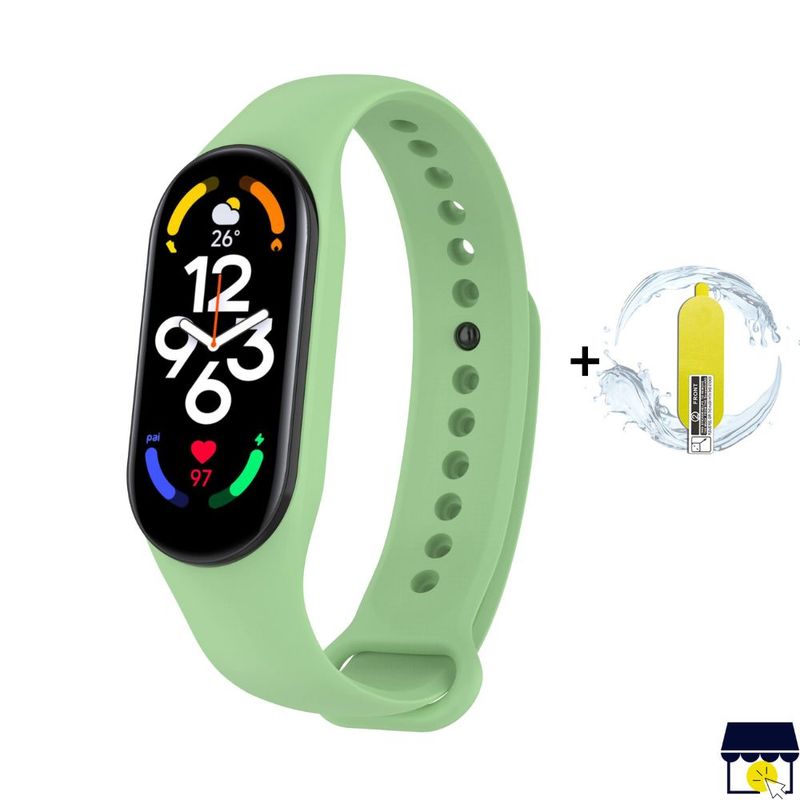 GENERICO - Correa de silicona para Xiaomi Mi Band 7 - VERDE MATCHA + MICA