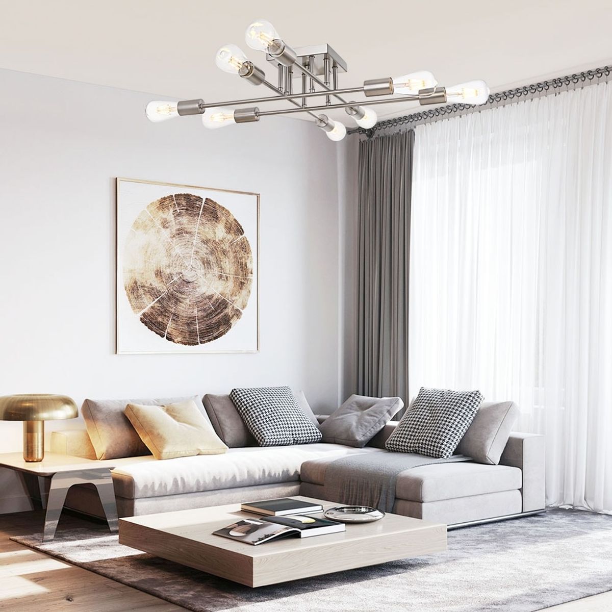 GENERICO - Lámpara colgante modelo araña color plateado Incluye seis focos