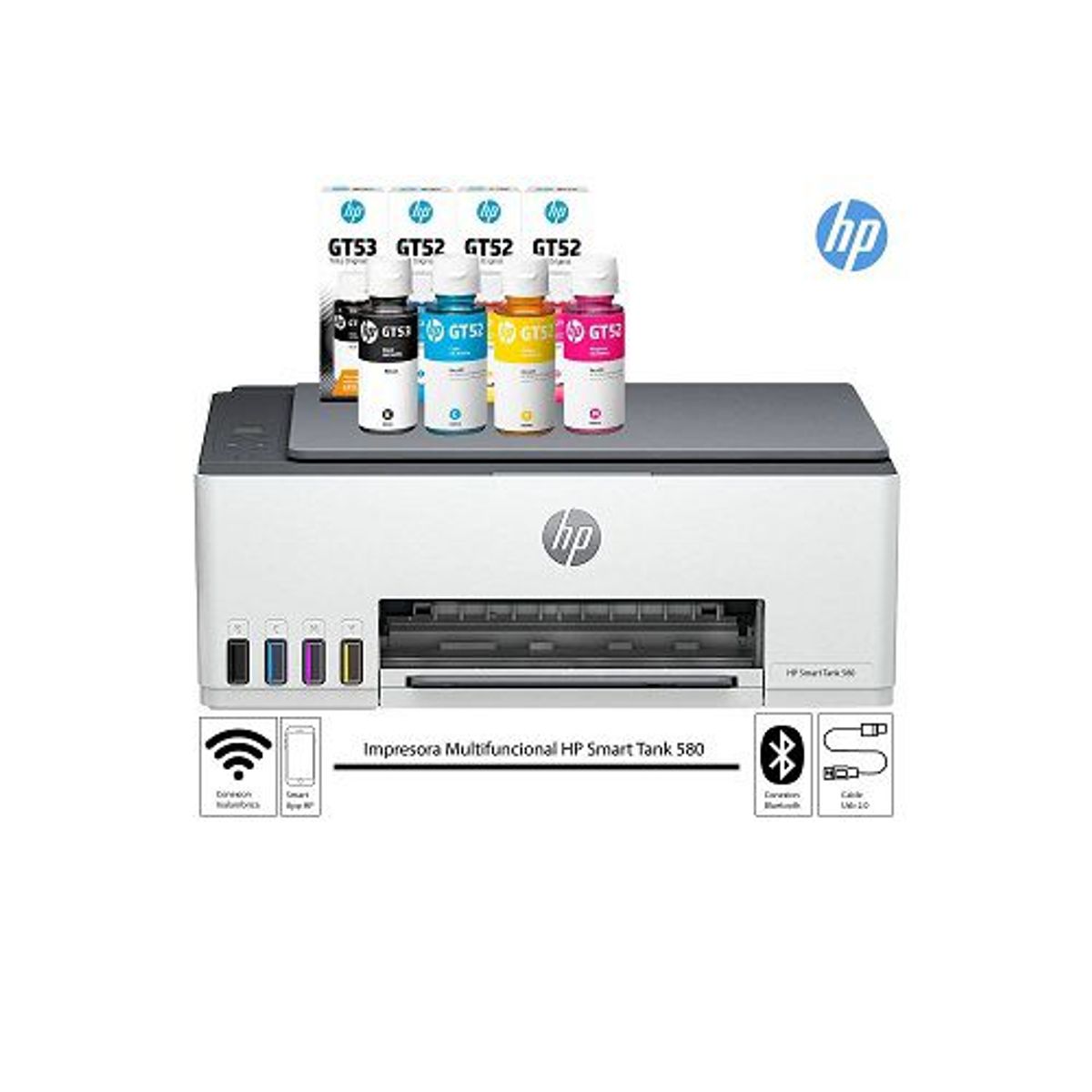 HP - Impresora HP Smart Tank 580 Multifuncional Inalambrico