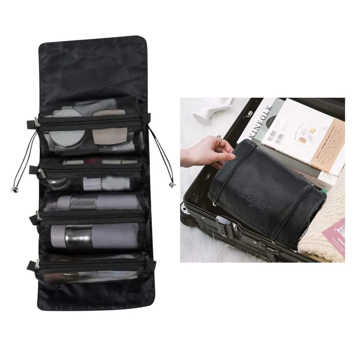 GENERICO - Neceser 4en1 Organizador Separables de Maquillaje color Negro