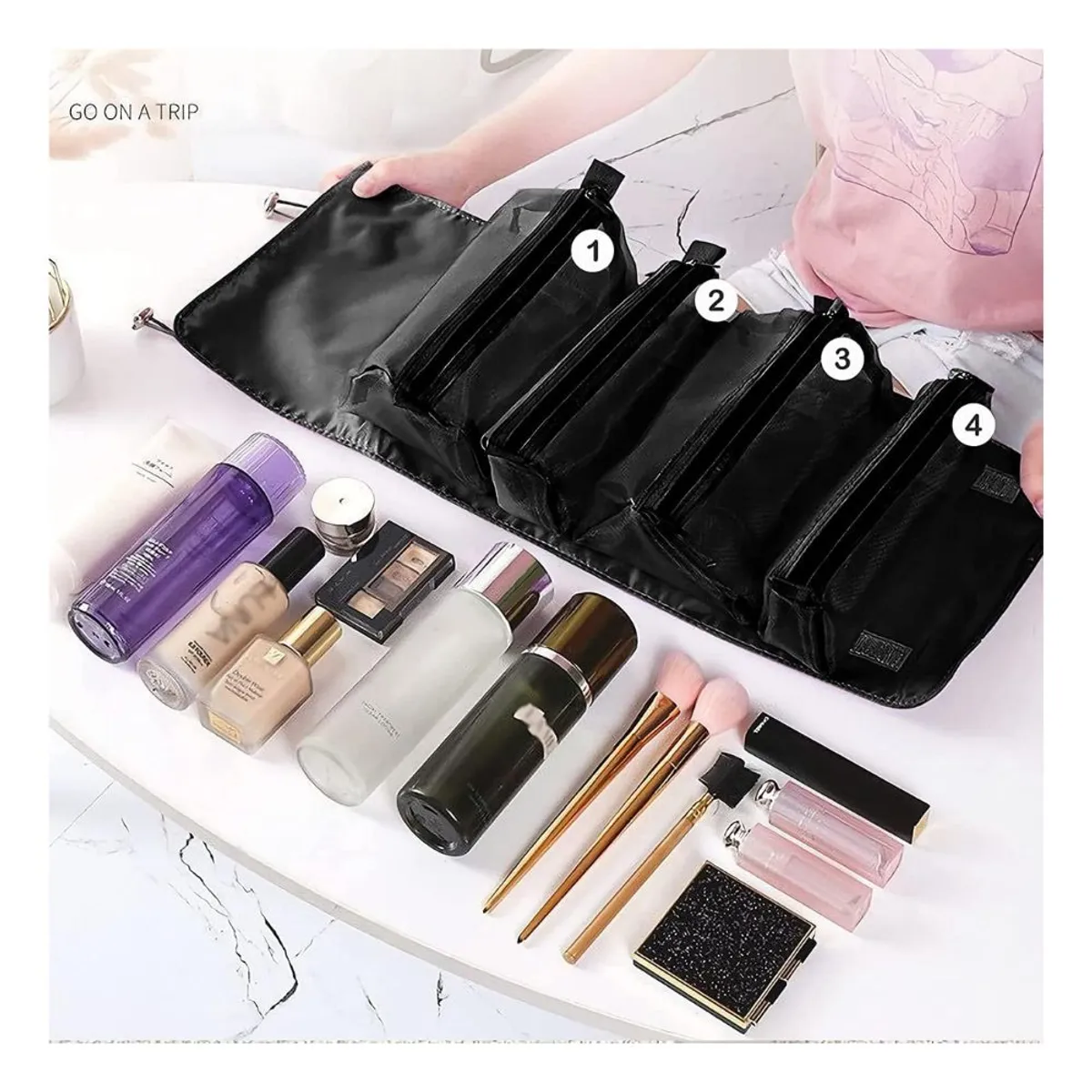GENERICO - Neceser 4en1 Organizador Separables de Maquillaje color Negro