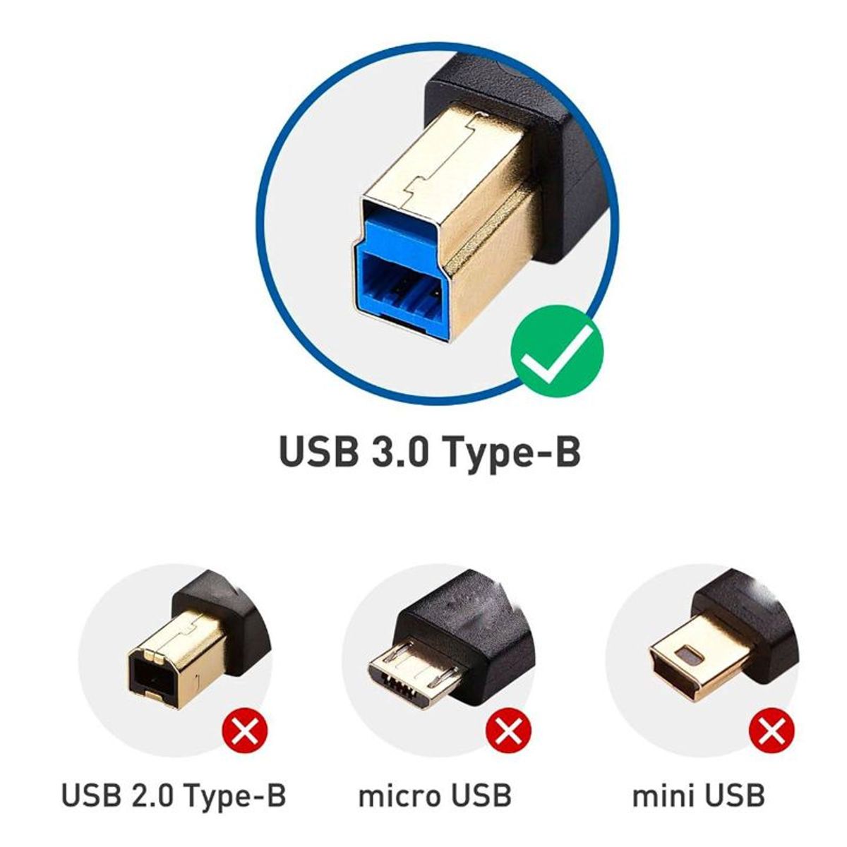 GENERICO - Cable Usb 3.0 Para Impresora, Scaner, Disco Externo USB a USB B 3.0
