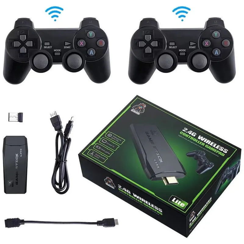 CORRERREY - Game Stick Portable 4K TV Consola de juegos Controlador inalámbrico