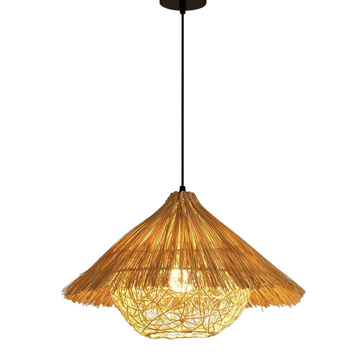 GENERICO - Lámpara colgante de bambú estilo asiático