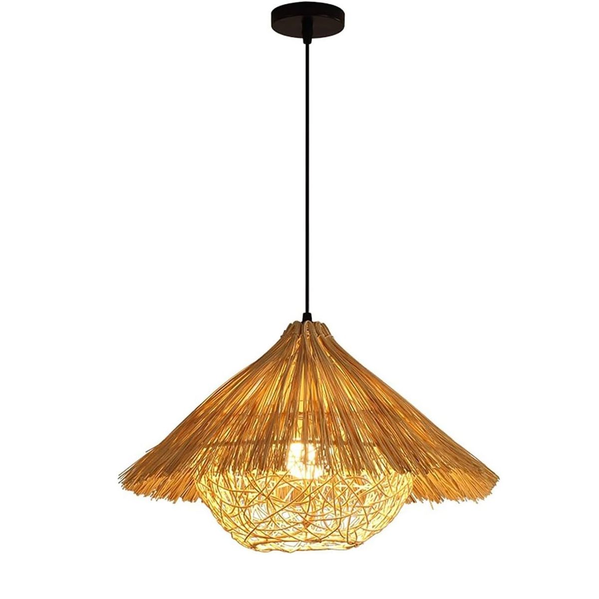 GENERICO - Lámpara colgante de bambú estilo asiático