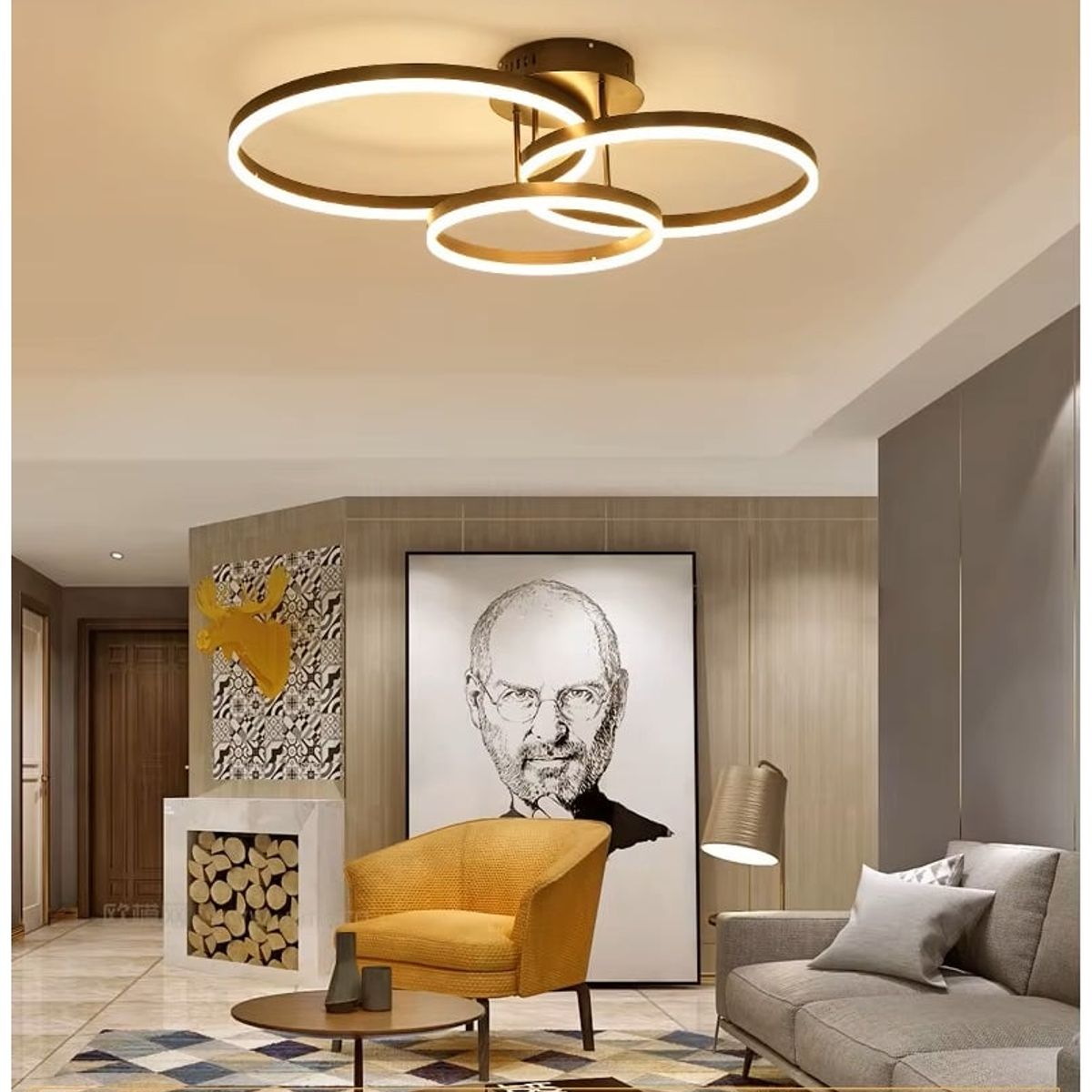 GENERICO - Lámpara de techo con anillos circulares LED