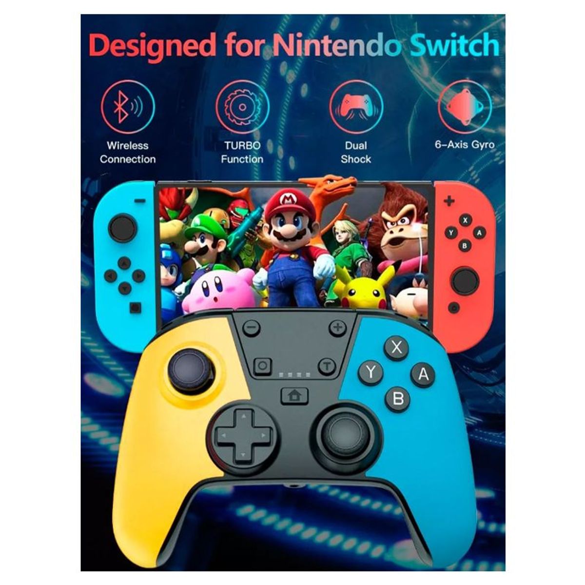 GENERICO - Mando para Nintendo Switch Pro Inalámbrico con NFC compatible PC
